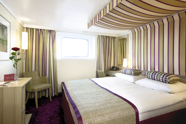 Innenansicht der Kabinen in Kategorie A auf der A-ROSA FLORA und A-ROSA SILVA.