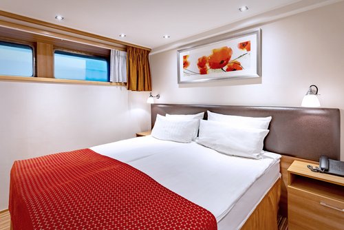 Innenansicht der Kabinen in Kategorie S und A auf der A-ROSA ALEA.