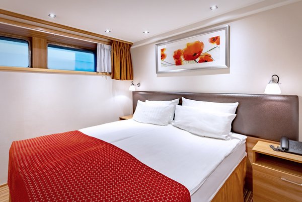 Innenansicht der Kabinen in Kategorie S und A auf der A-ROSA ALEA.