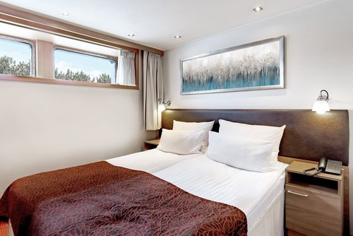 Innenansicht der Kabinen in Kategorie S und A auf der A-ROSA CLEA.